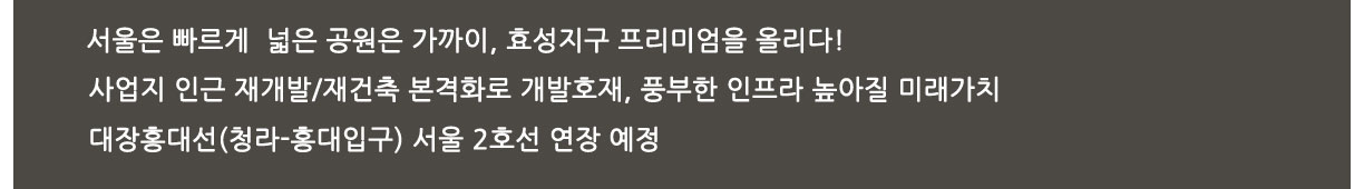 서울은 빠르게 넓은 공원은 가까이, 효성지구 프리미엄을 올리다!